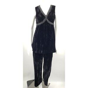 VTG Peck & Peck Fifth Avenue New York Tunic Top & High Waist Pants Black Velvet